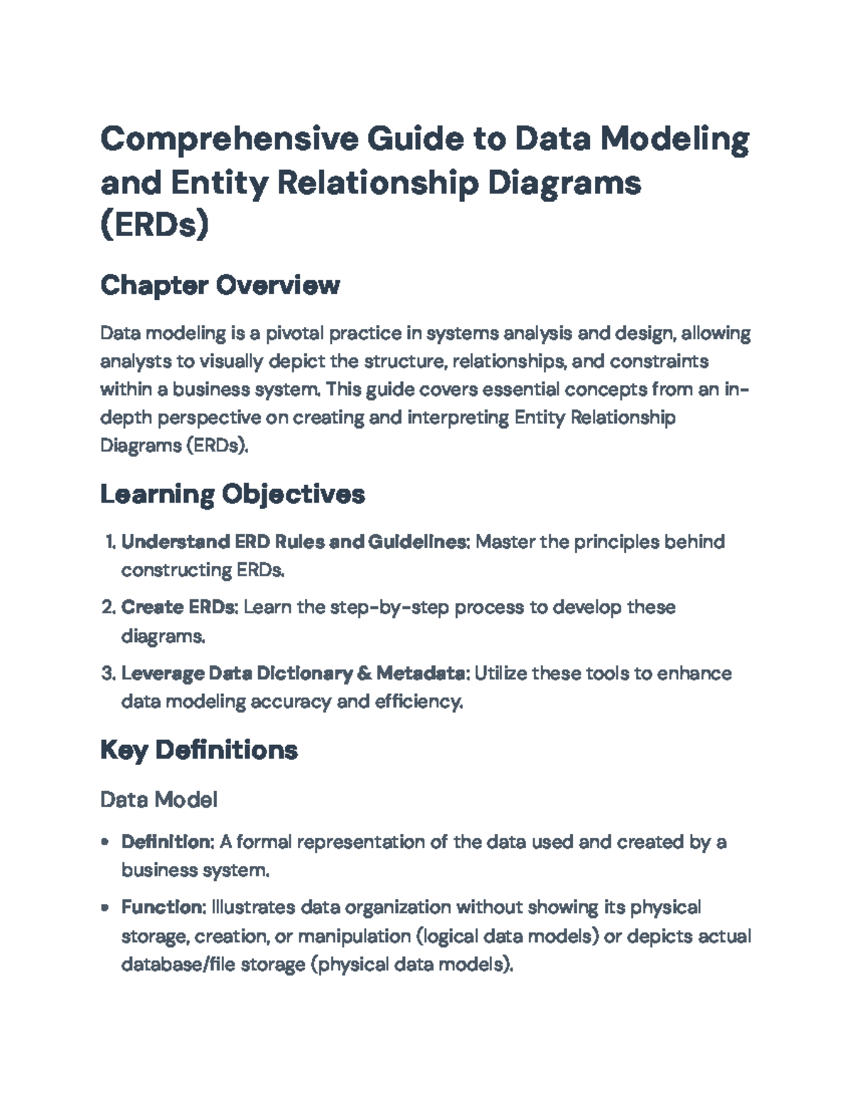 Comprehensive Guide to Data Modeling and ERDs (Chapter Overview ...