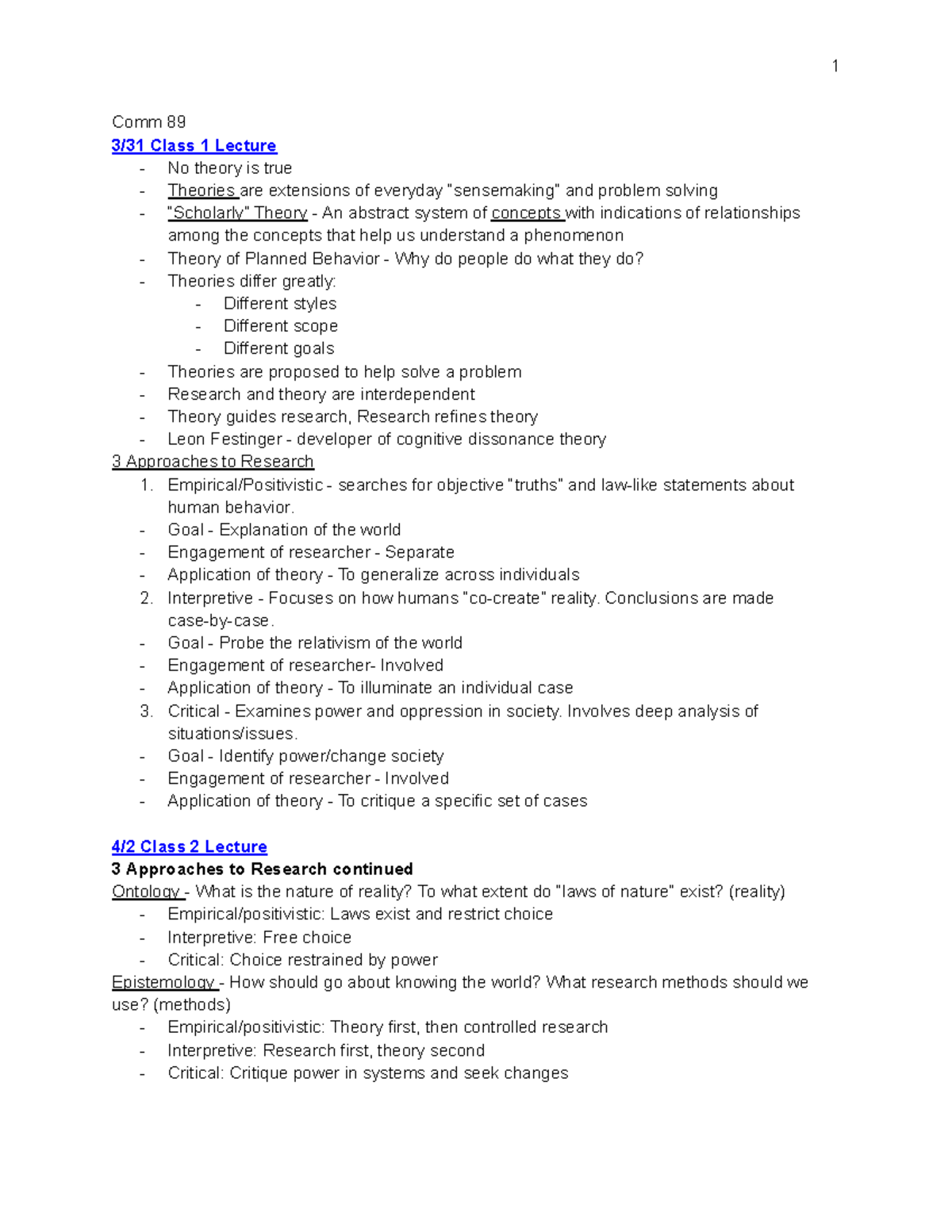 Comm 89 Lecture Notes: Theories of Communication and Behavior Analysis ...