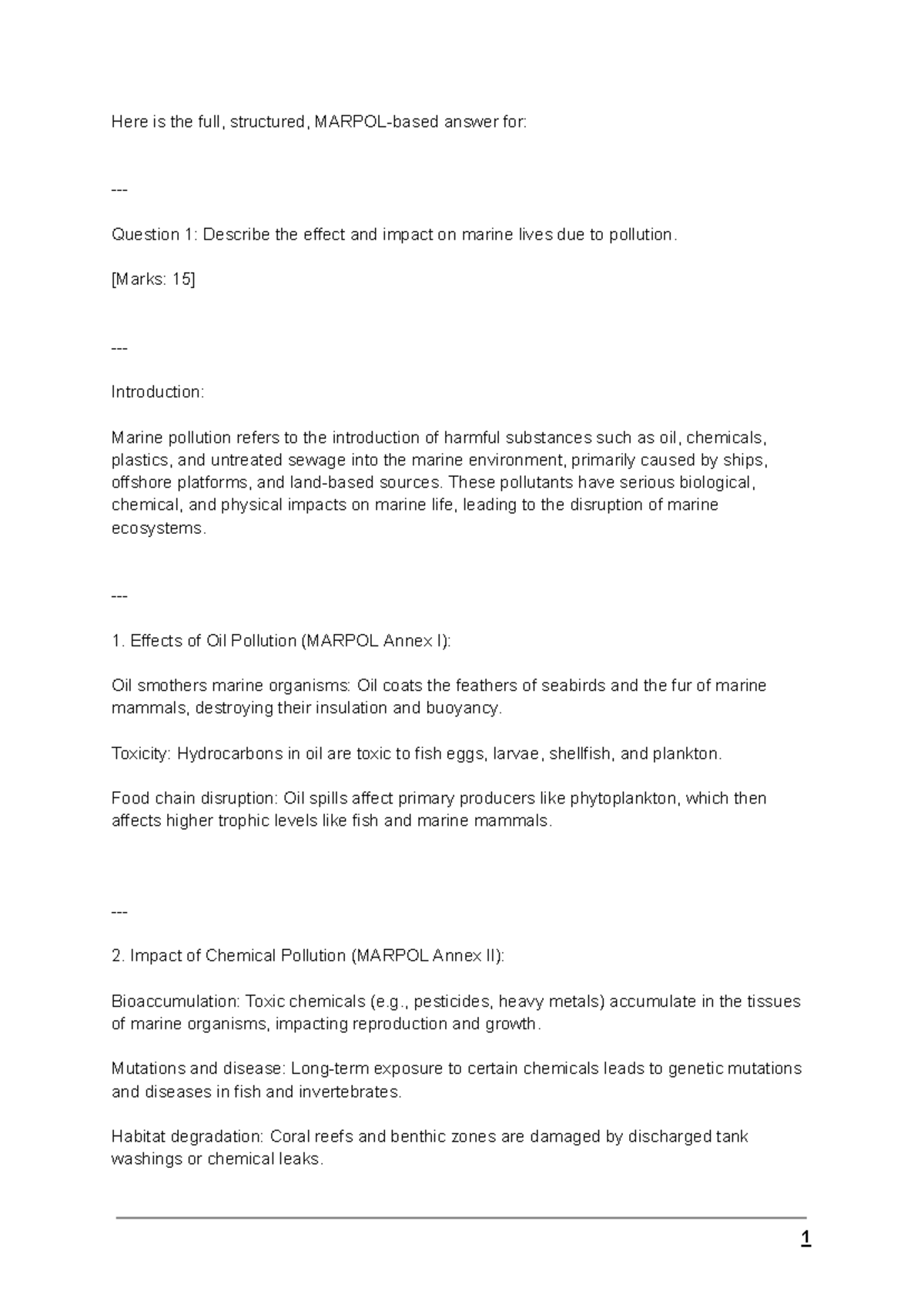 MARPOL Regulations: Impact of Marine Pollution on Ecosystems and ...