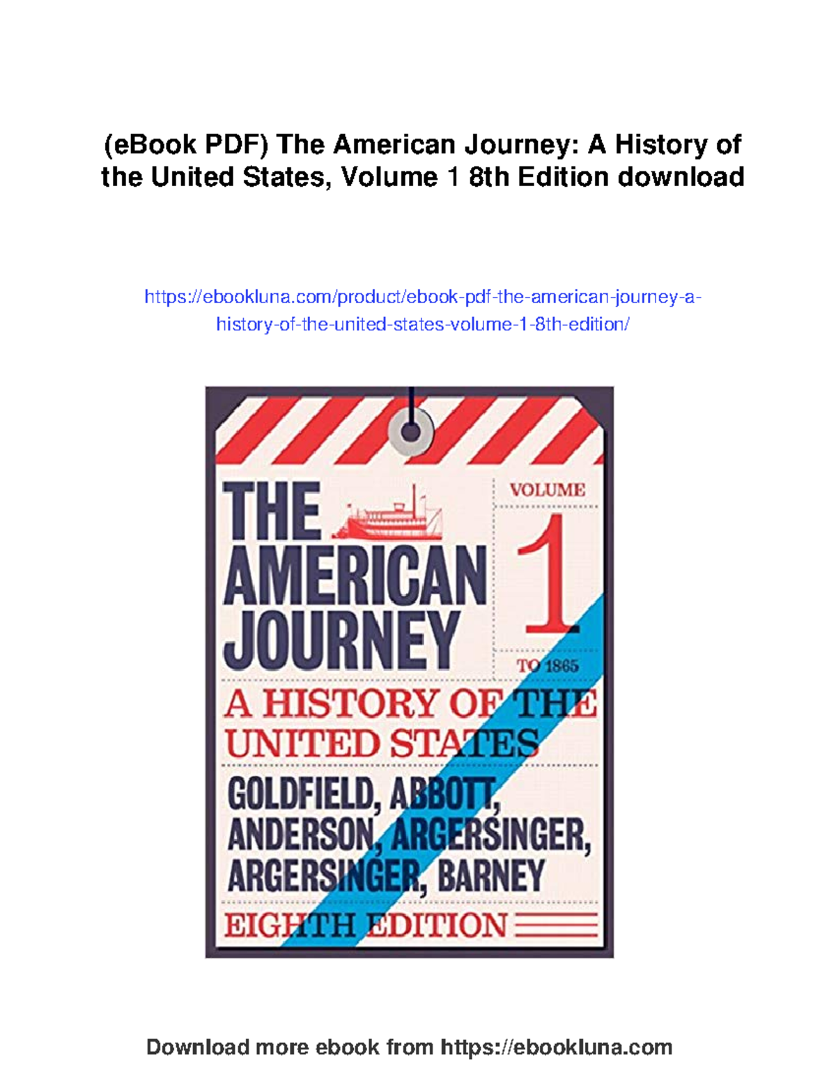 (eBook PDF) The American Journey: A History of the United States ...