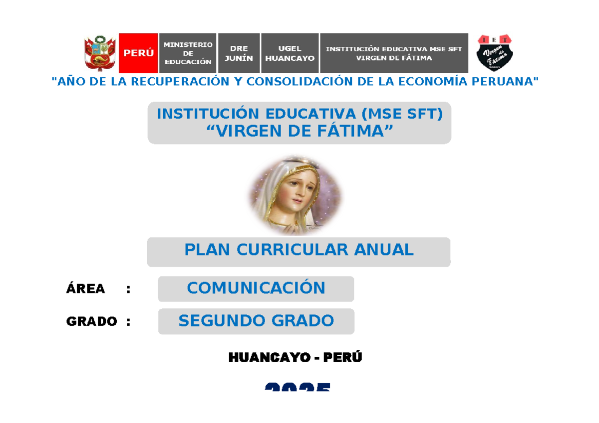 Plan Curricular Anual de Comunicación 2025 - Segundo Grado (MSE SFT ...