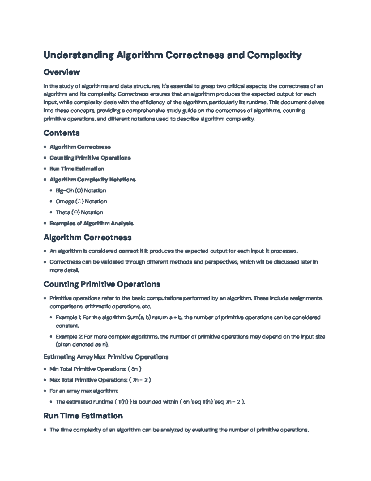 Understanding Algorithm Correctness & Complexity: A Study Guide ...