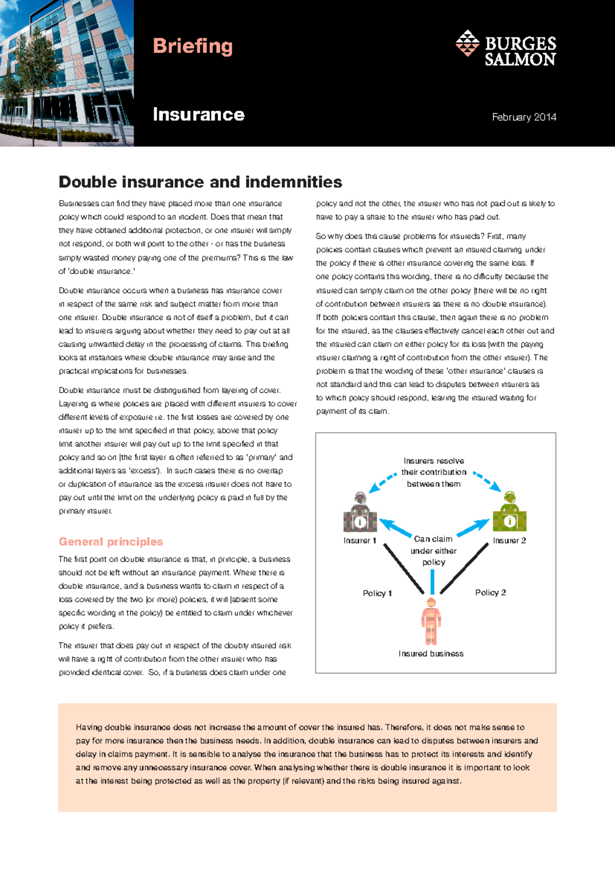 Double insurance and indemnities - Businesses can find they have placed ...