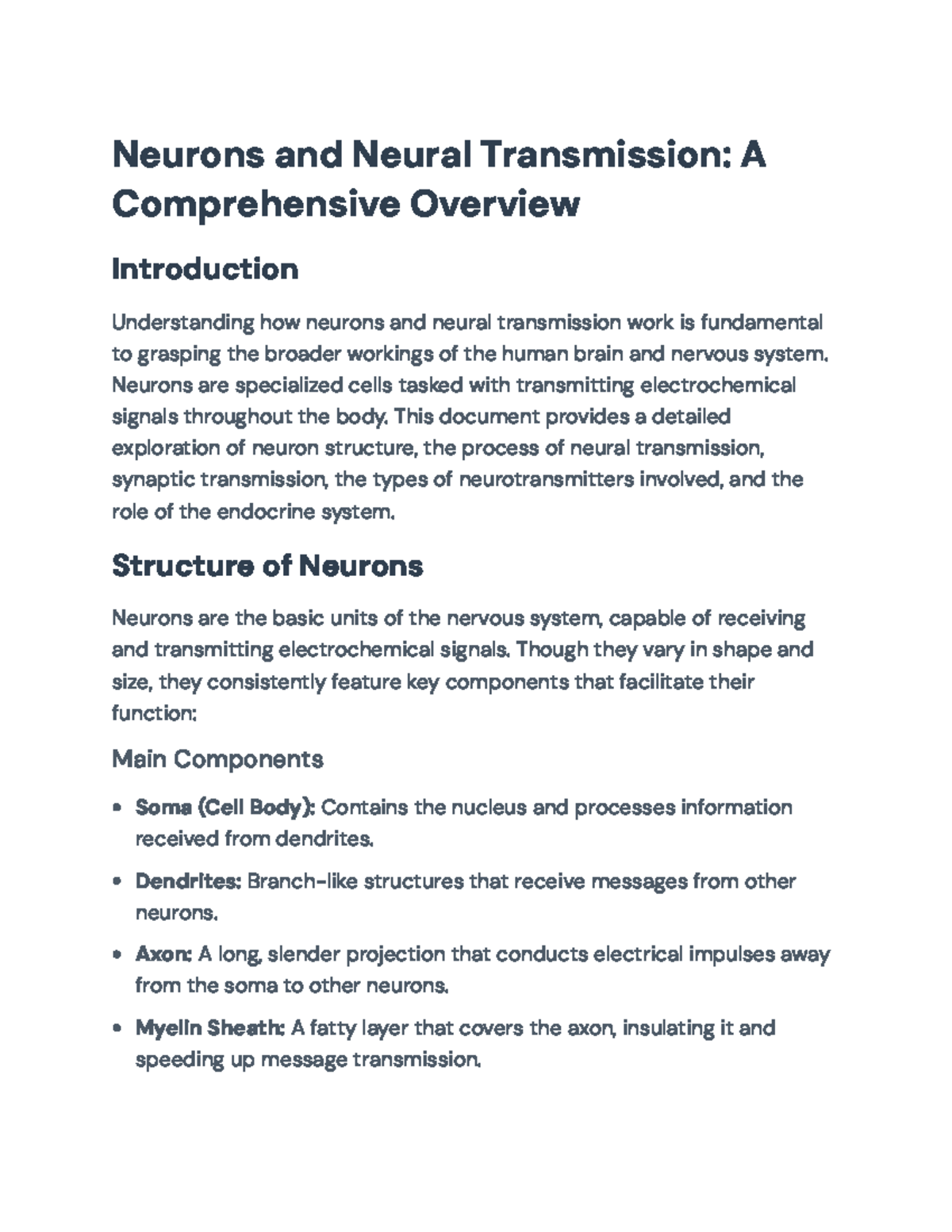 Neurons and Neural Transmission: Key Concepts in Neuropsychology ...