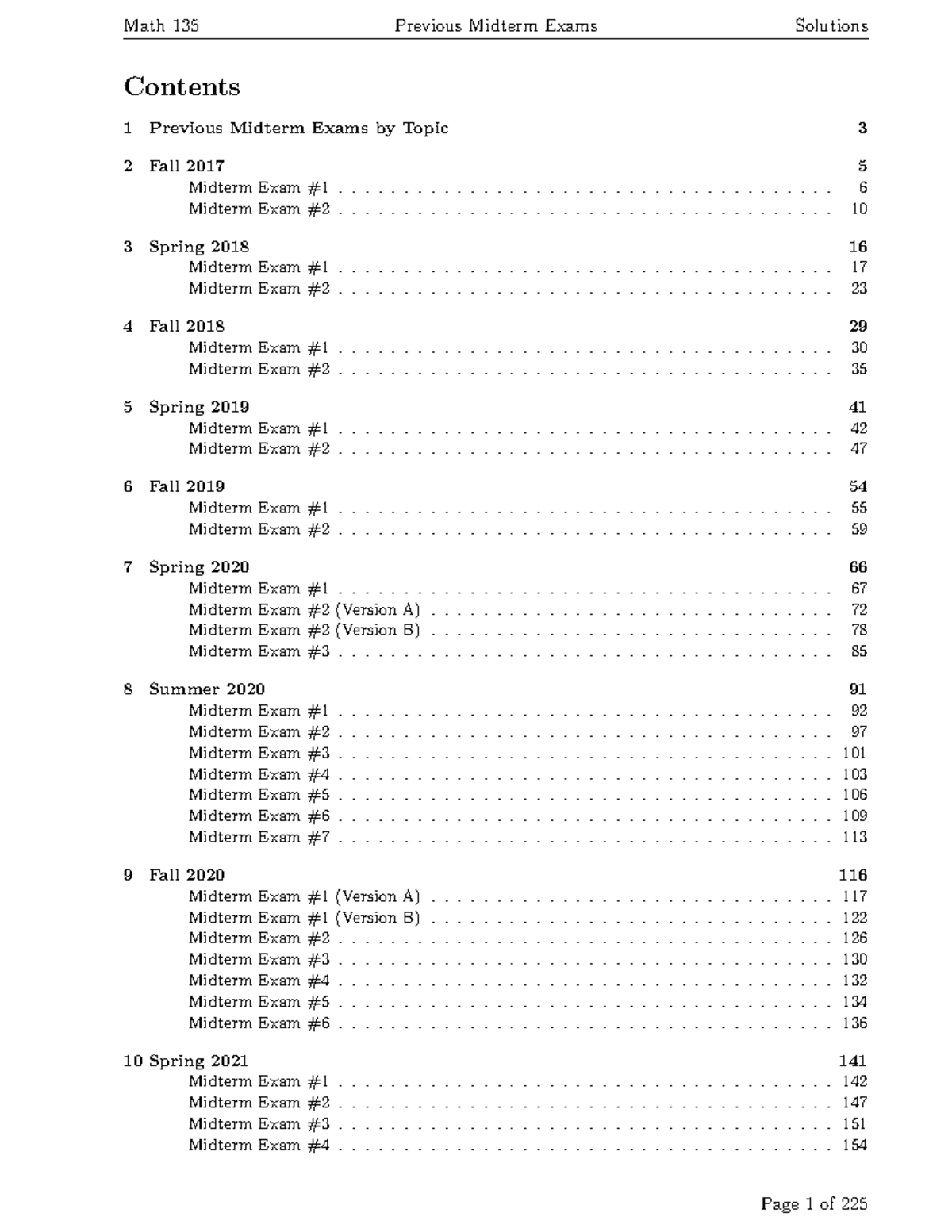 Math 135 Midterm Exam Solutions - Comprehensive Guide - Studocu