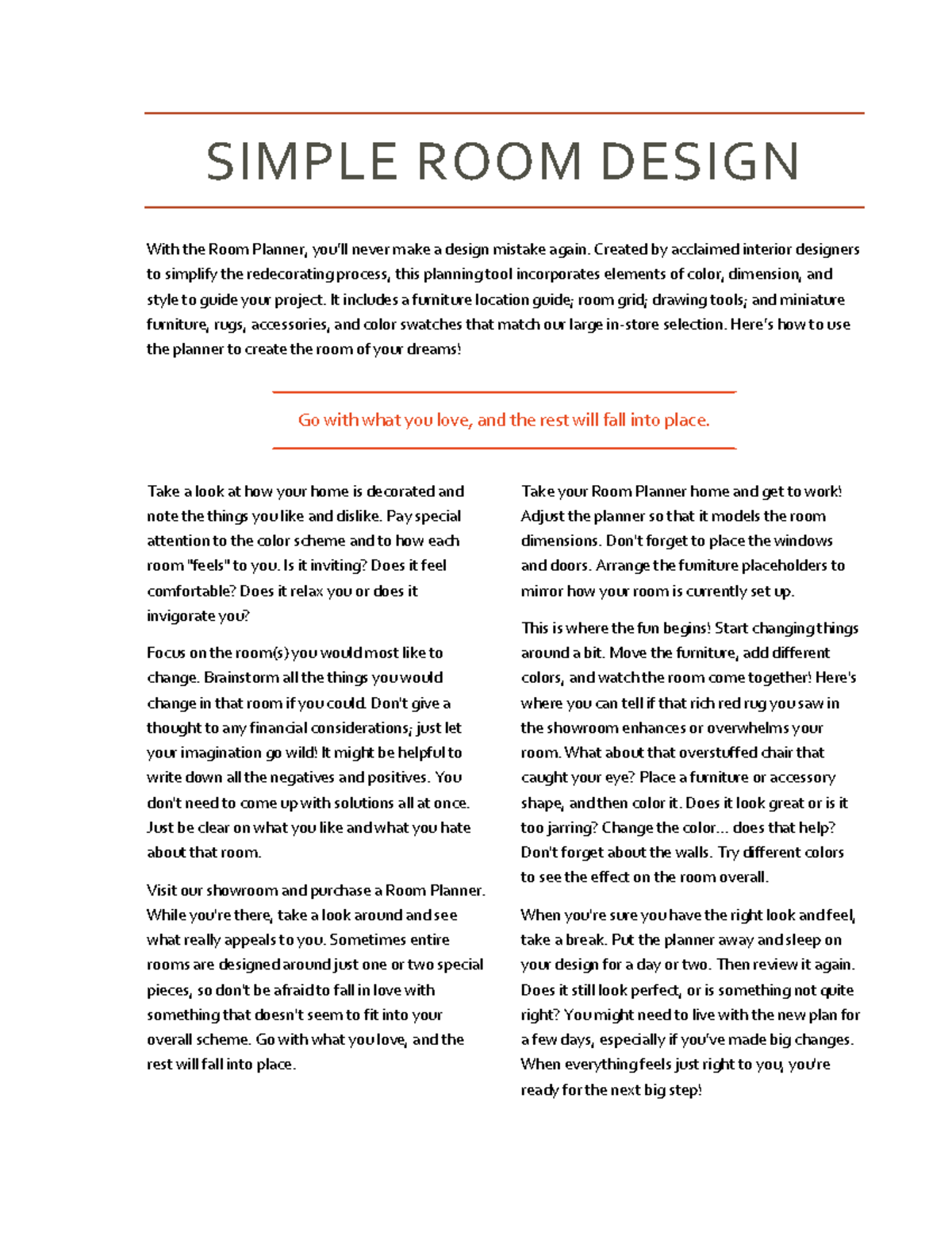 Room Design Guide: Using the Room Planner Effectively - Studocu