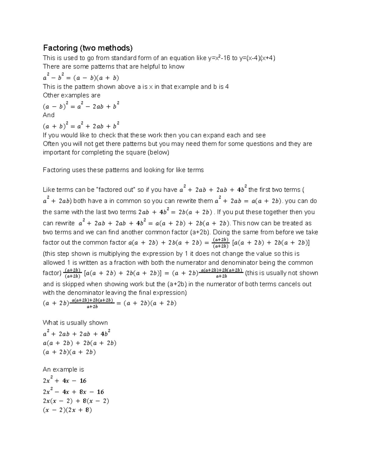 Factoring Techniques: From Standard to Factored Form (Math 101) - Studocu