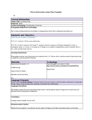 C381 Final Exam - 3D Shapes Lesson Plan for Kindergarten - Studocu