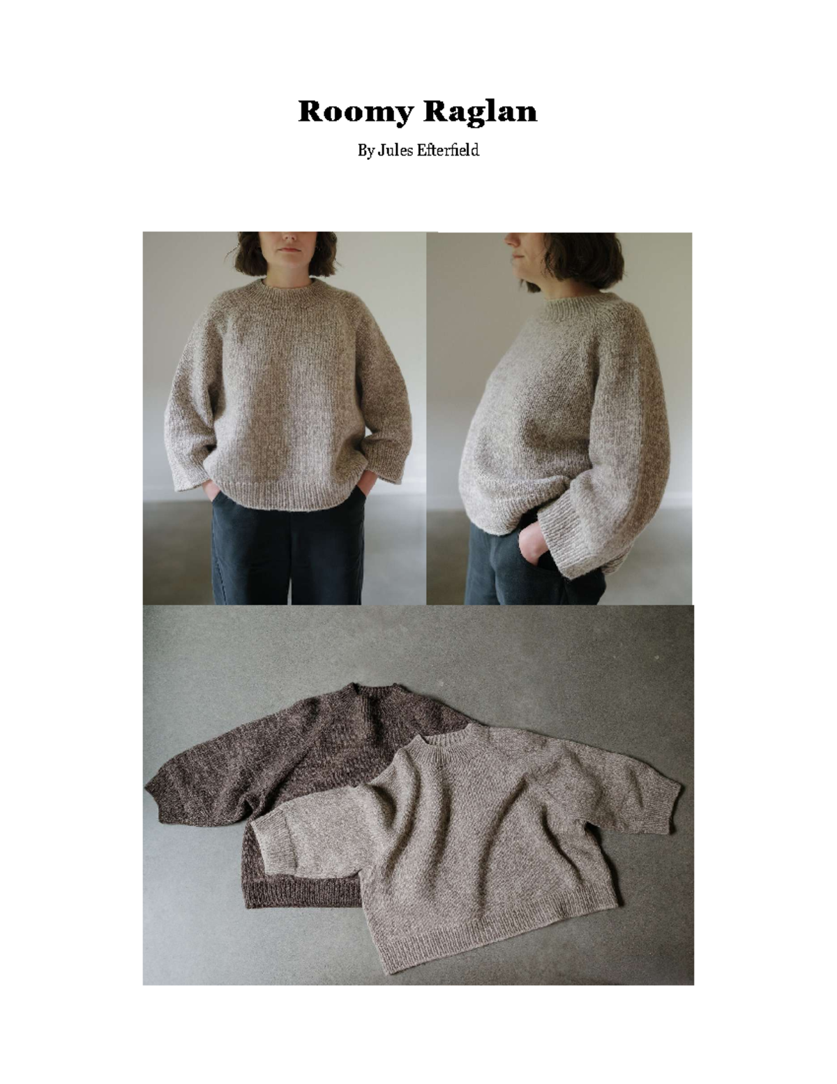 Roomy Raglan Sweater Pattern - KCJ - Studocu