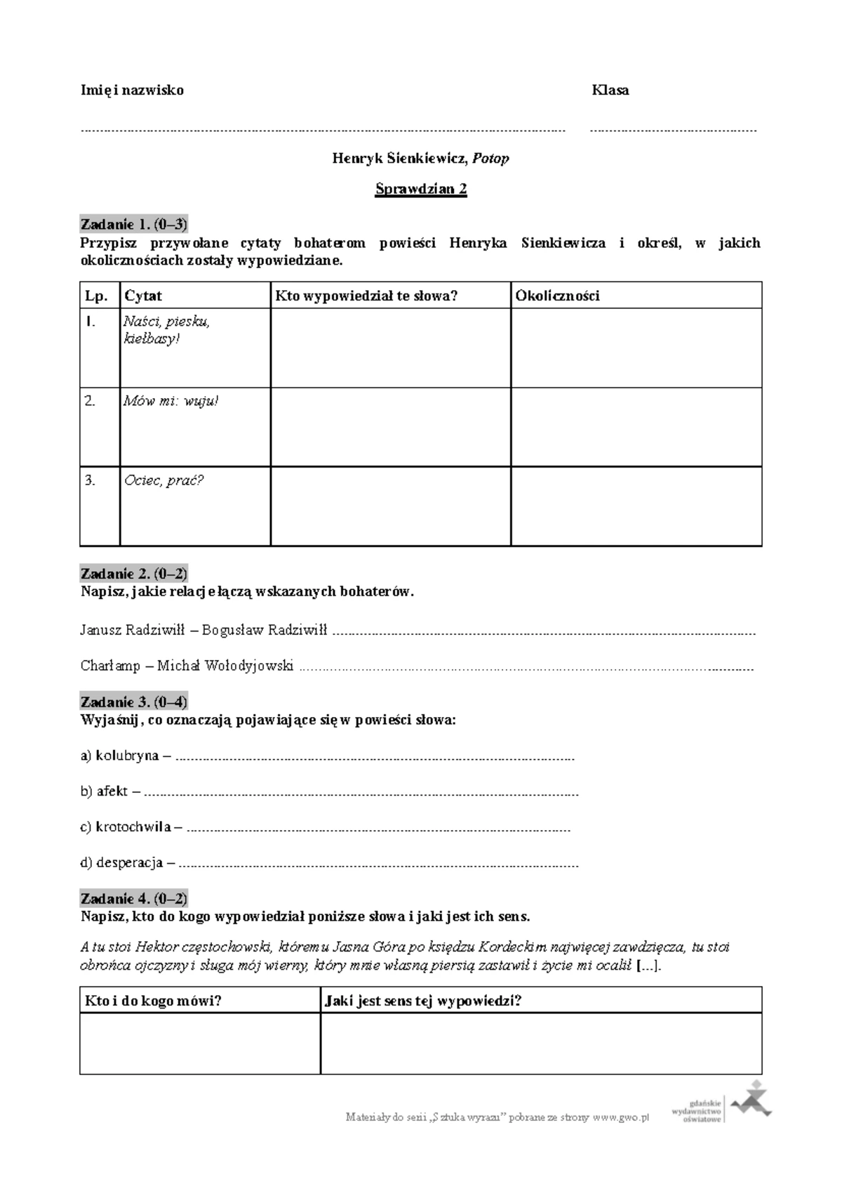 Potop Sprawdzian Z Treści Chomikuj www.studocu.com