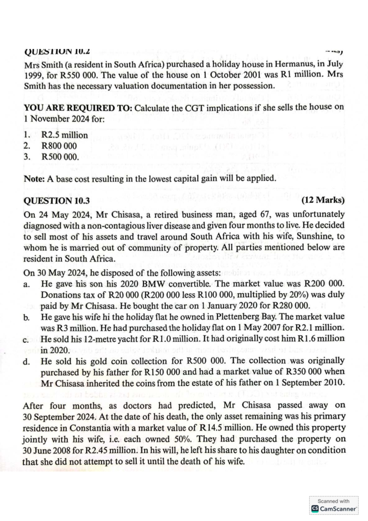 Tutorial on CGT - Case Study on Mrs Smith & Mr Chisasa - Studocu