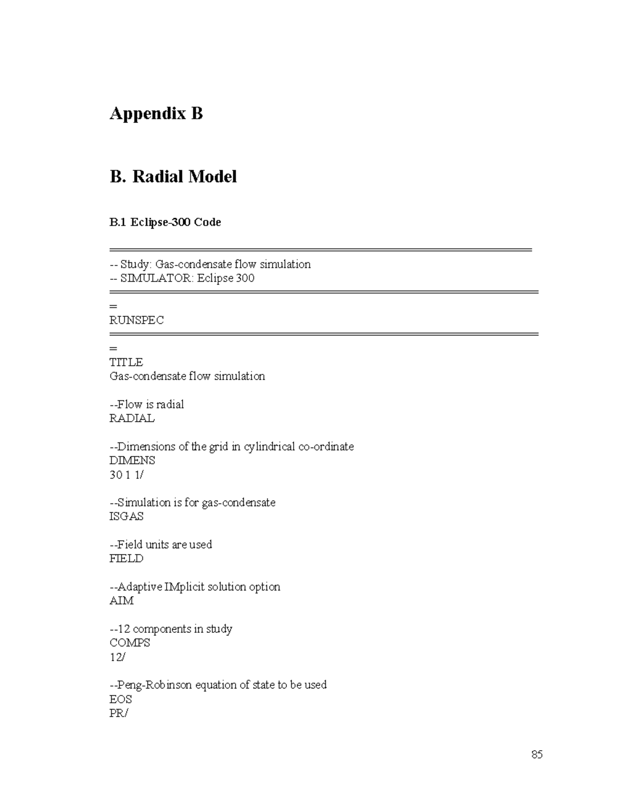 Appendix B: Radial Flow Simulation Study for ISGAS (Eclipse 300) - Studocu