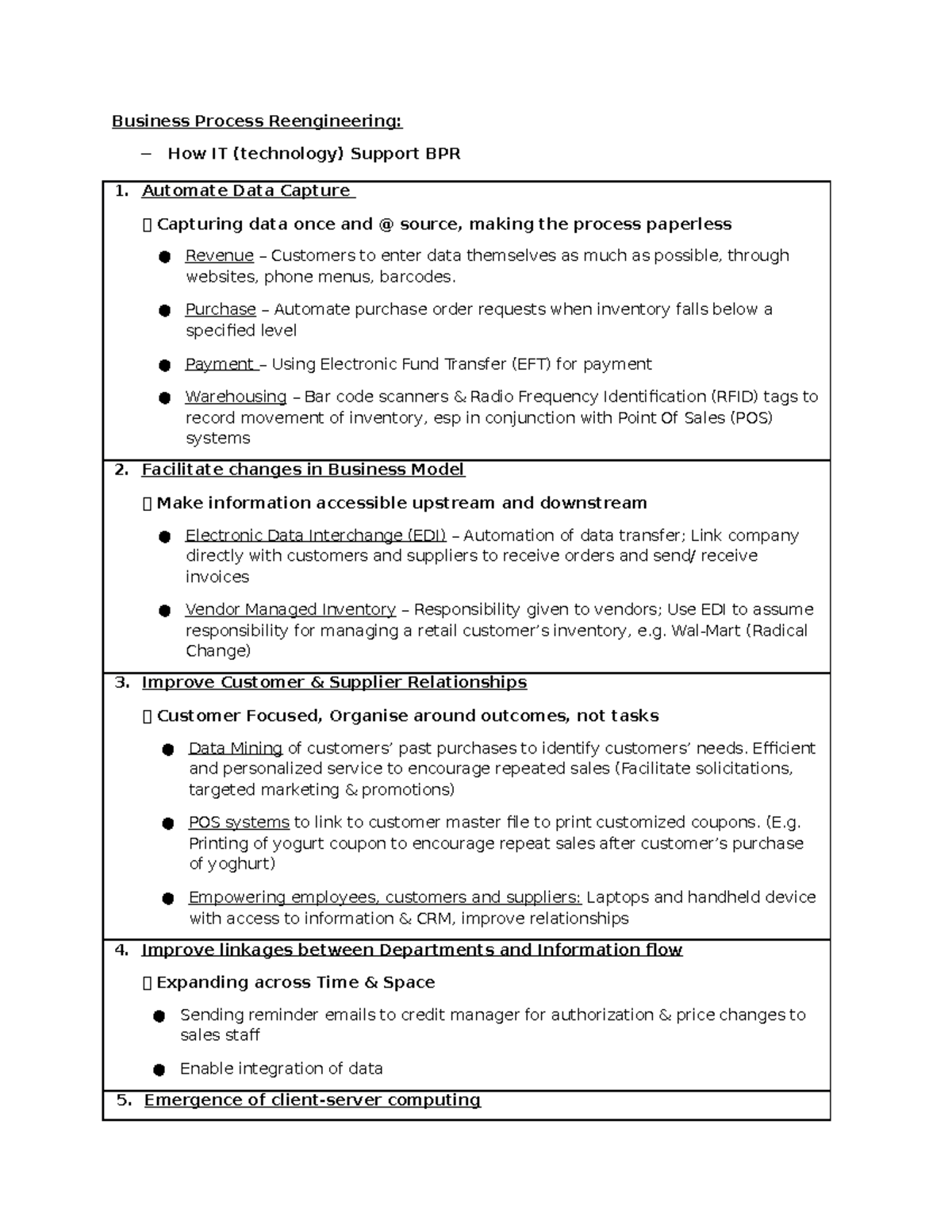 AIS BPR Final Exam Notes - Strategies for Business Process ...