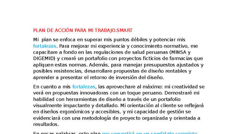 PLAN DE ACCIÓN SMART: Fortalezas y Oportunidades en Farmacia - Studocu