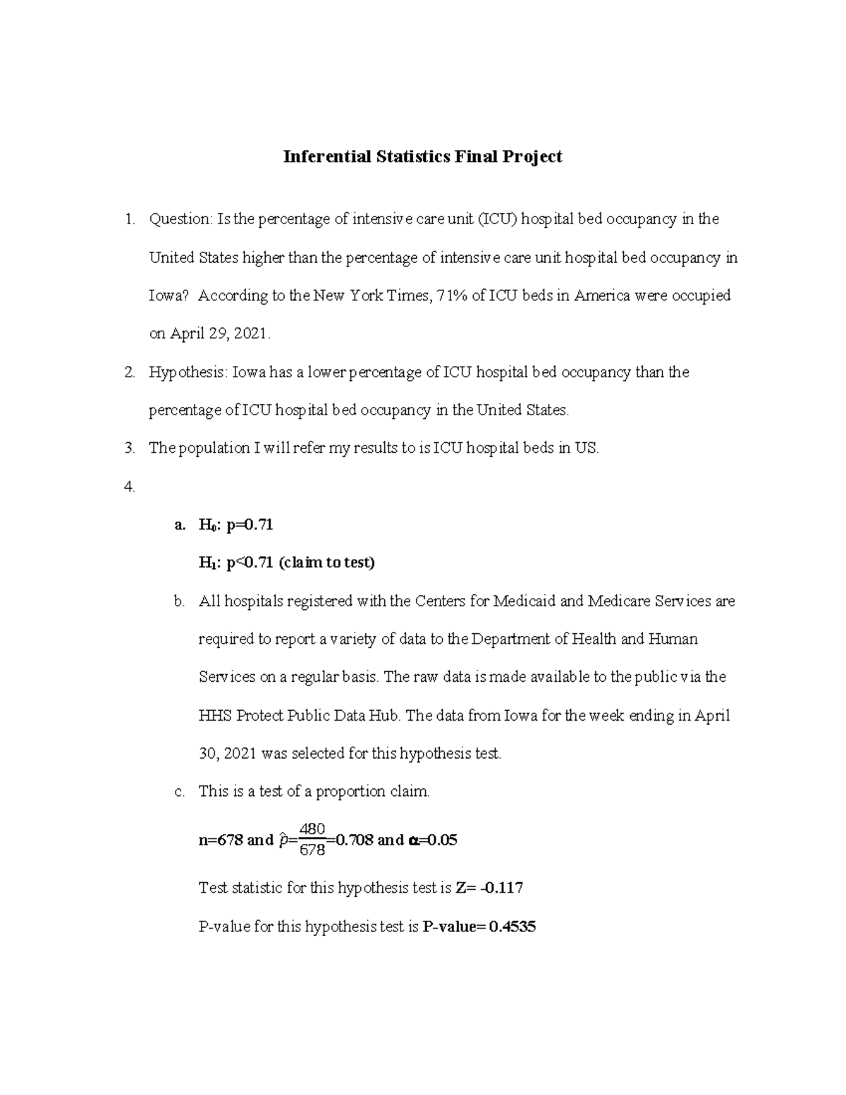 Inferential Statistics Final Project anon - Inferential Statistics ...