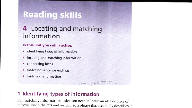 Reading Skills 4: Locating & Matching Info - English for Beginners ...
