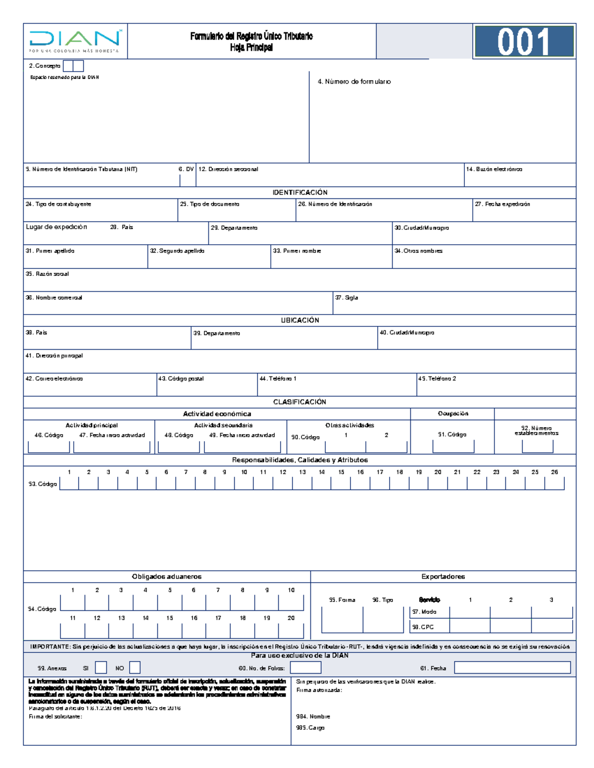 RUT 1 4 0 - PLANTILLA PARA REALIZAR UN RUT - Exportadores Para uso ...