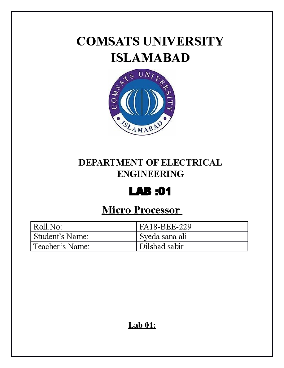 Lab1 - Microprocessor Simulations and Tasks Overview - Studocu