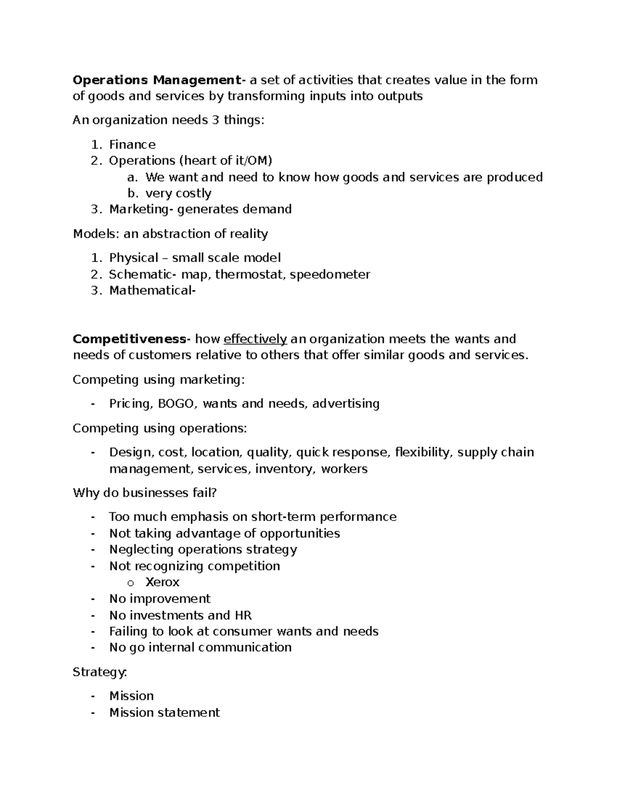 OPM Chp 1 and 2 - Chp 1 and 2 - Operations Management- a set of ...
