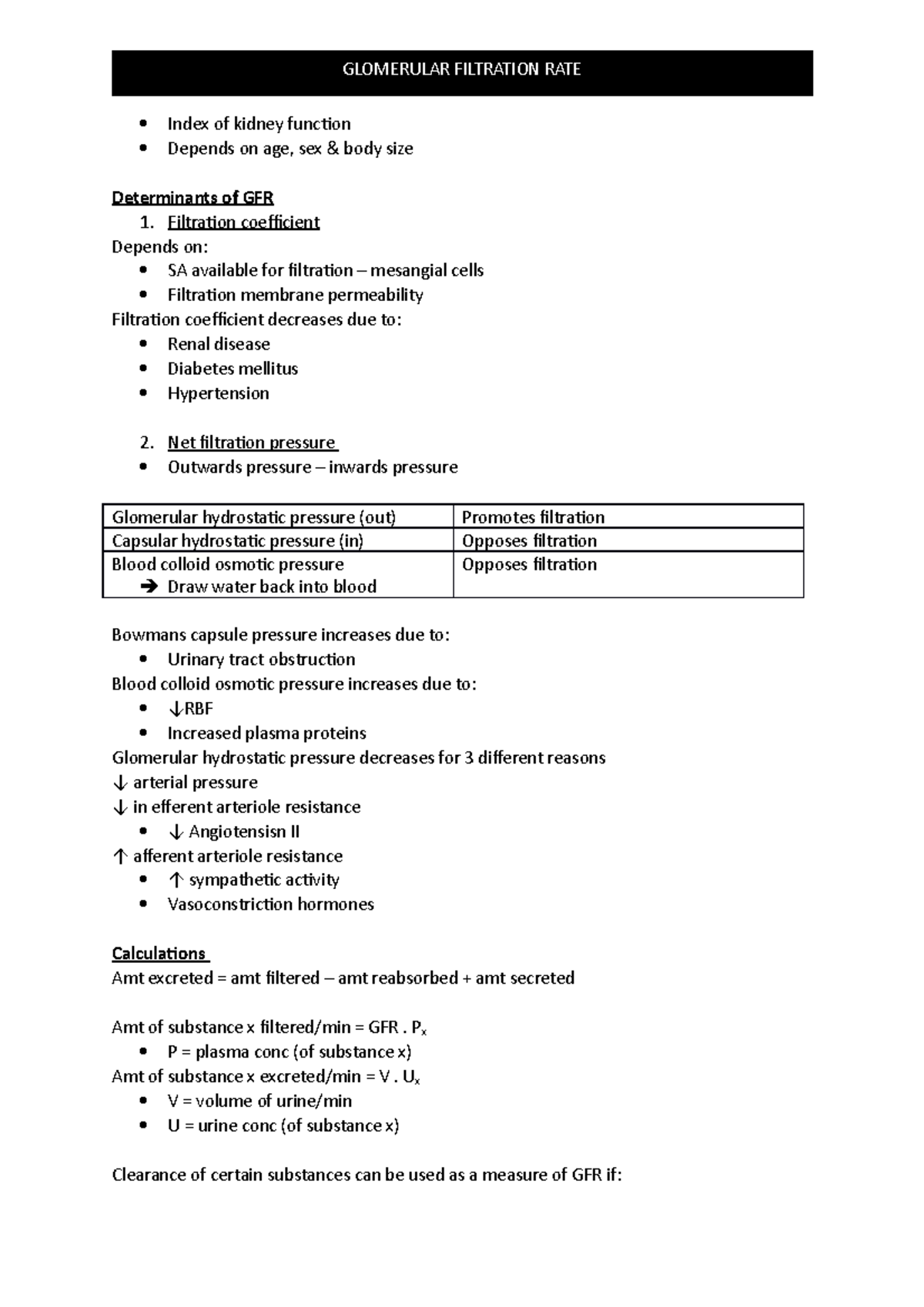 Glomerular Filtration Rate - GLOMERULAR FILTRATION RATE Index of kidney ...