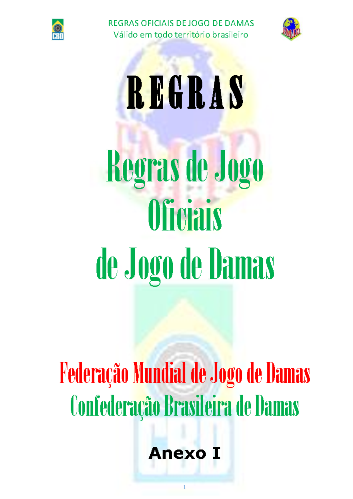 Regras Oficiais do Jogo de Damas - Cbjd 010113 - Studocu