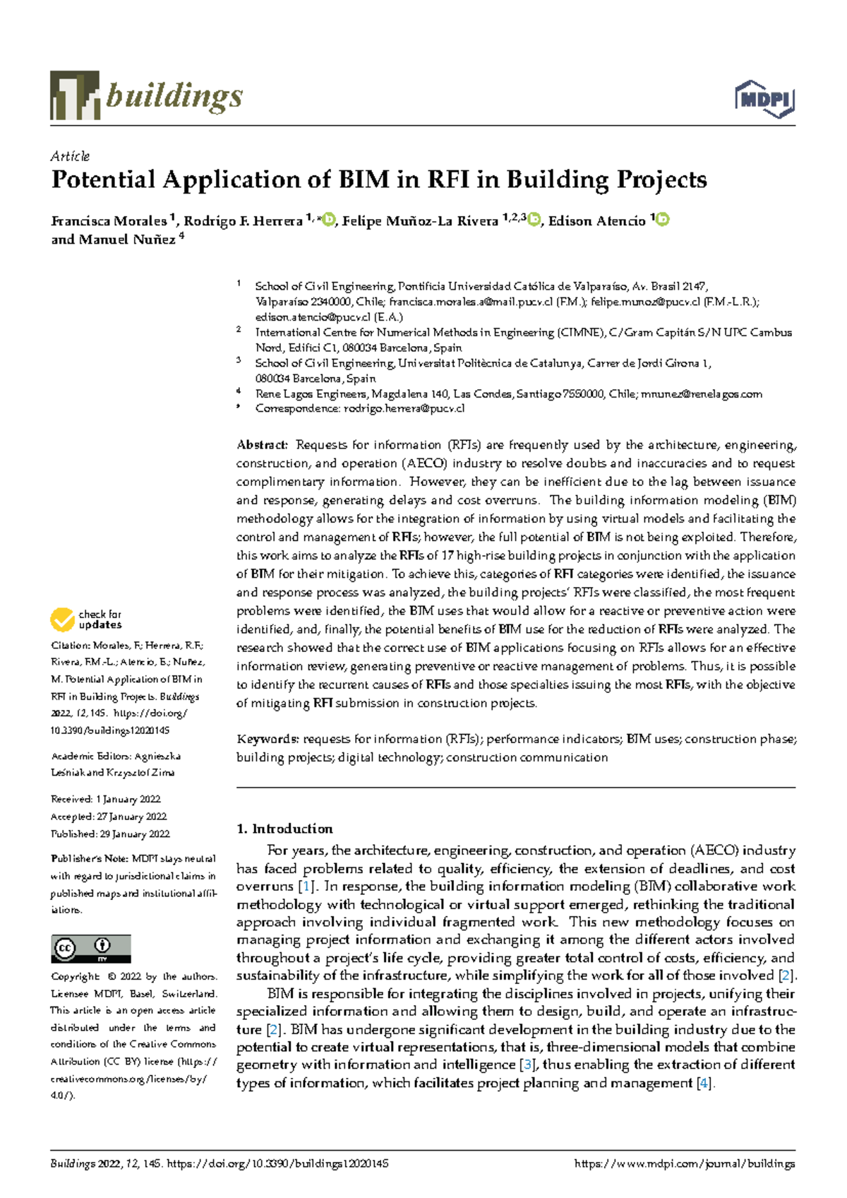 Potential Application of BIM for RFI Management in Building Projects ...