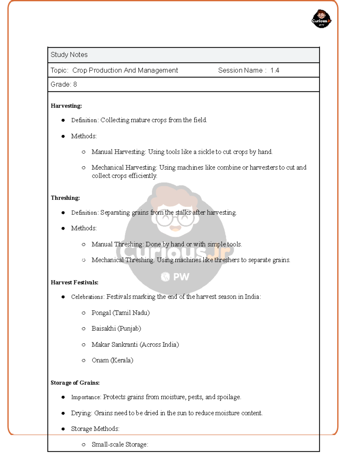 Study Notes of Gr.8 Crop Production And Management.LP 1 - Study Notes ...