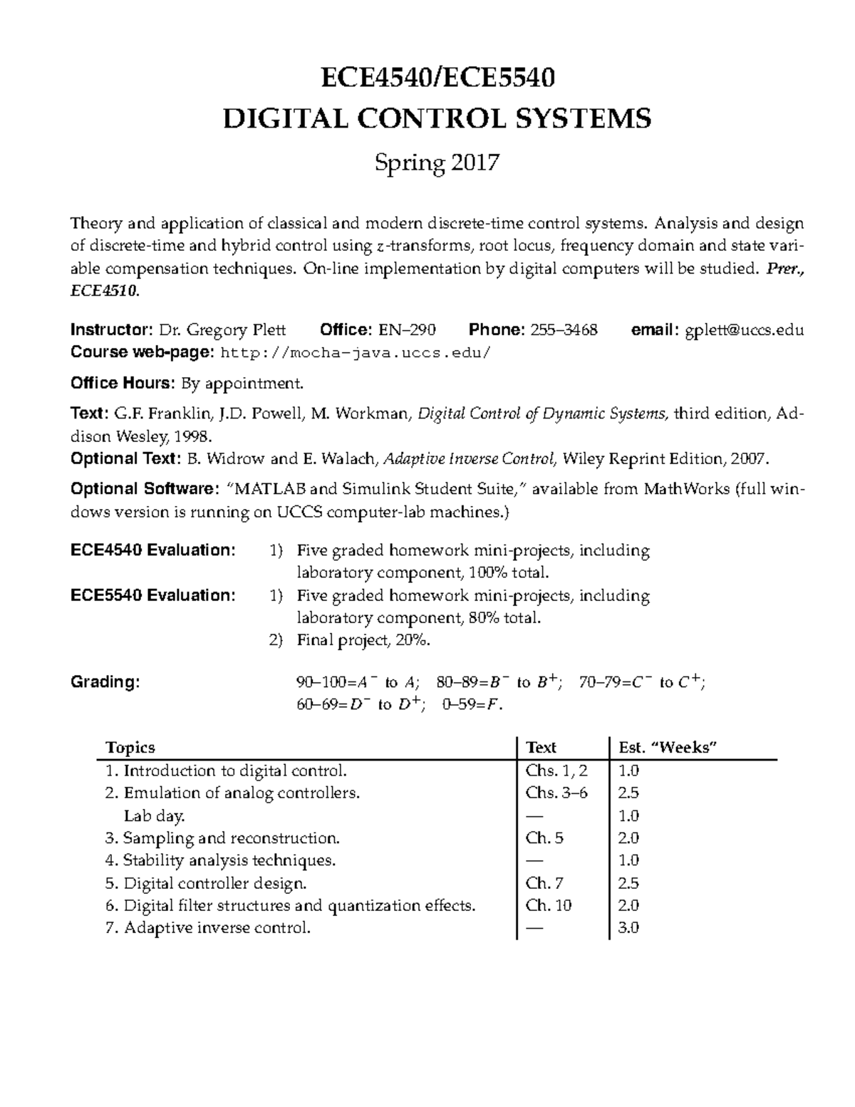 ECE5540-CH00 - Hay - ECE4540/ECE DIGITAL CONTROL SYSTEMS Spring 2017 ...