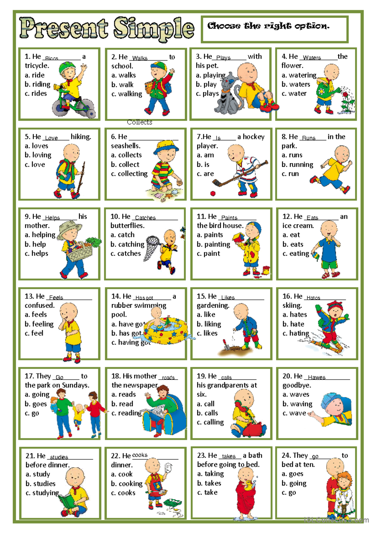 Present Simple Quiz - Choose the Right Option (ESL) - Studocu