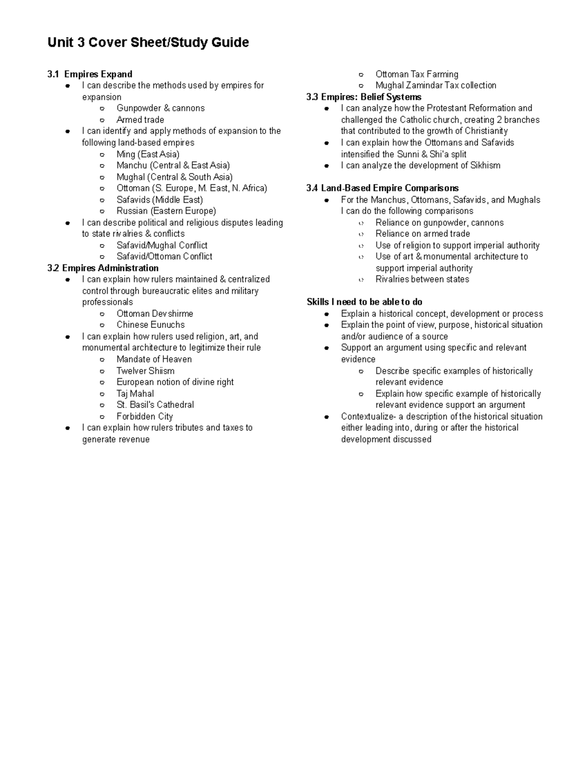 Unit 3 Study Guide: Empires, Expansion, and Administration Insights ...