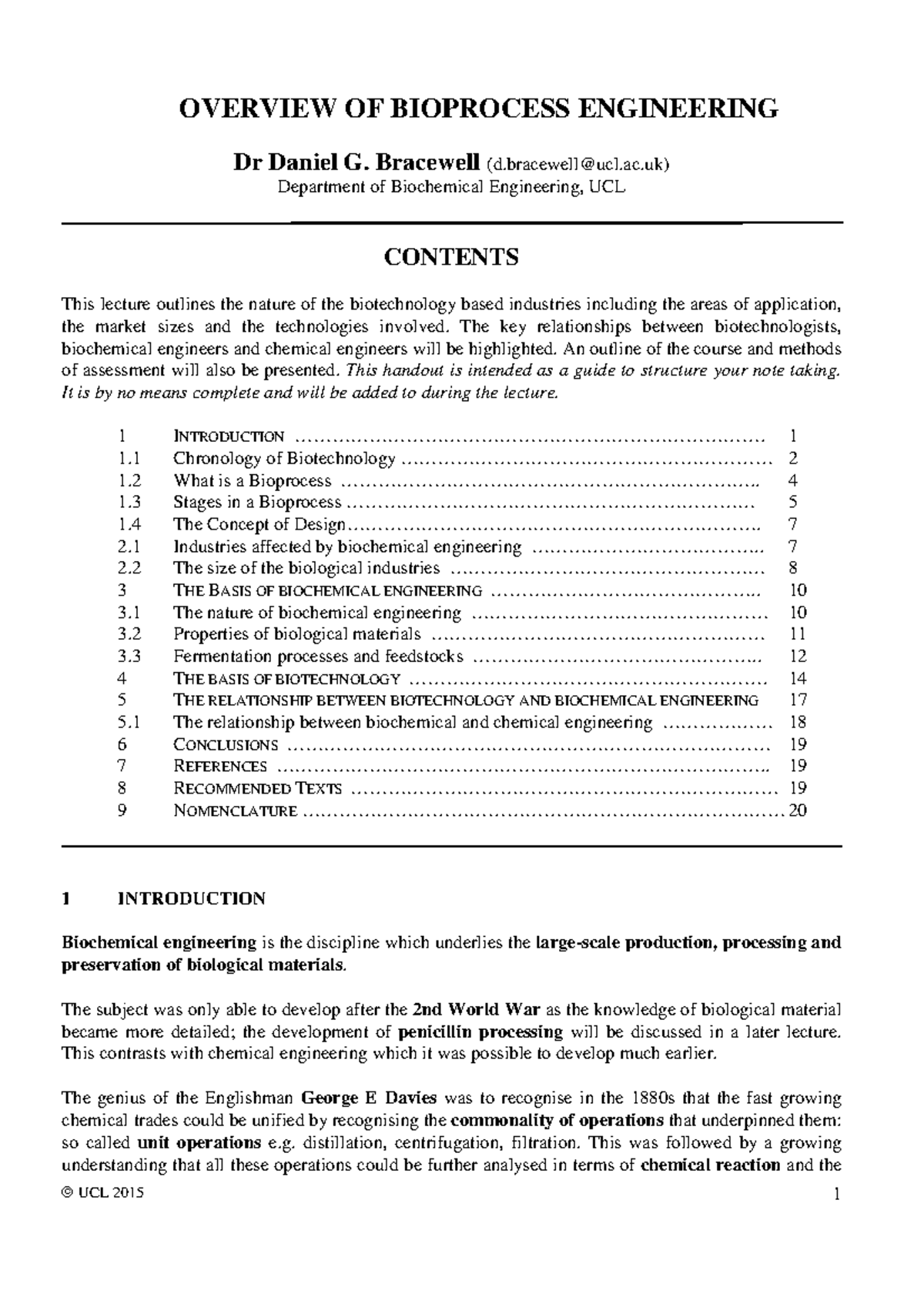 Lecture notes - All lectures (not chronologically) - UCL 2015 OVERVIEW ...