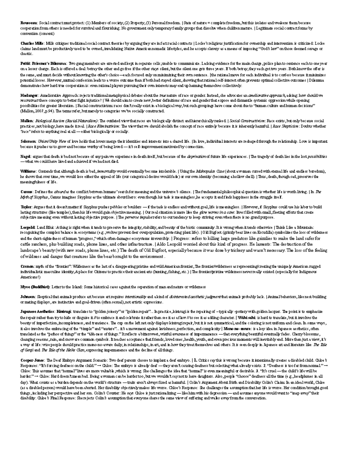 PHIL 101: Final Exam Cheat Sheet on Social Contract Theories and Ethics ...