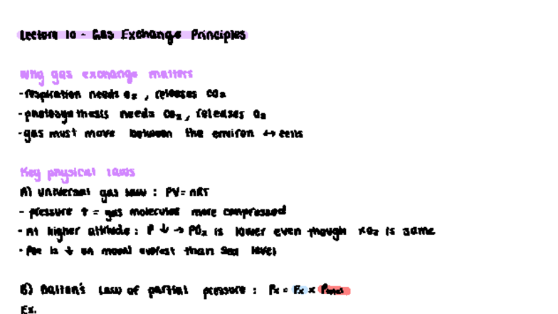 Midterm 2 - Gas Exchange Principles and Mechanisms - Studocu