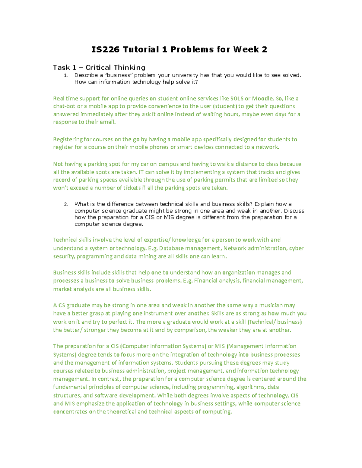 IS226 Week 2 Tutorial 1: Critical Thinking and Ethical Challenges - Studocu
