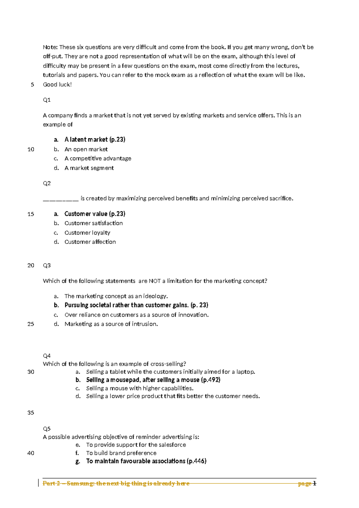 Difficult Exam Questions & Answers for Marketing Concepts (MKT 101 ...