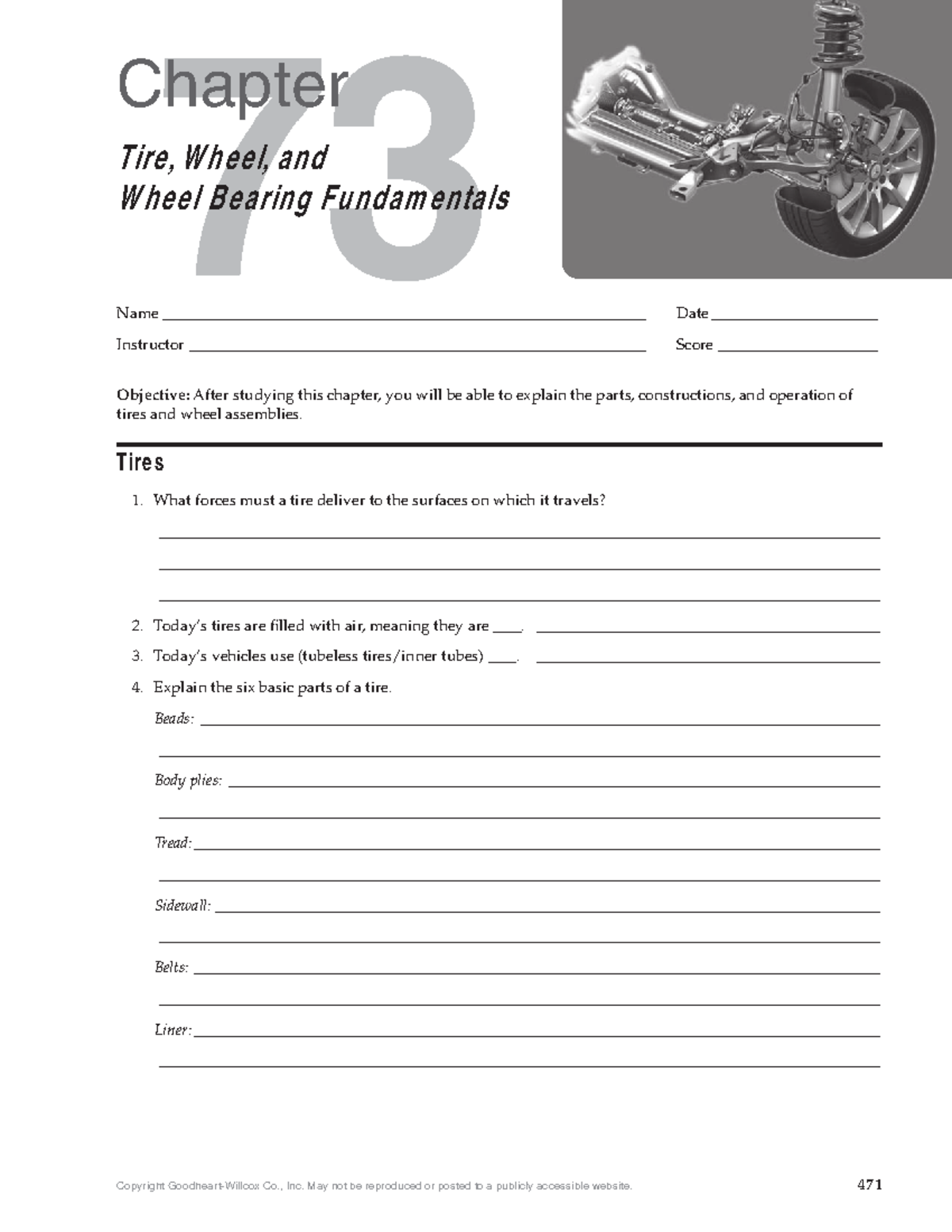 Chapter 73: Tire, Wheel, and Wheel Bearing Fundamentals Notes - Studocu
