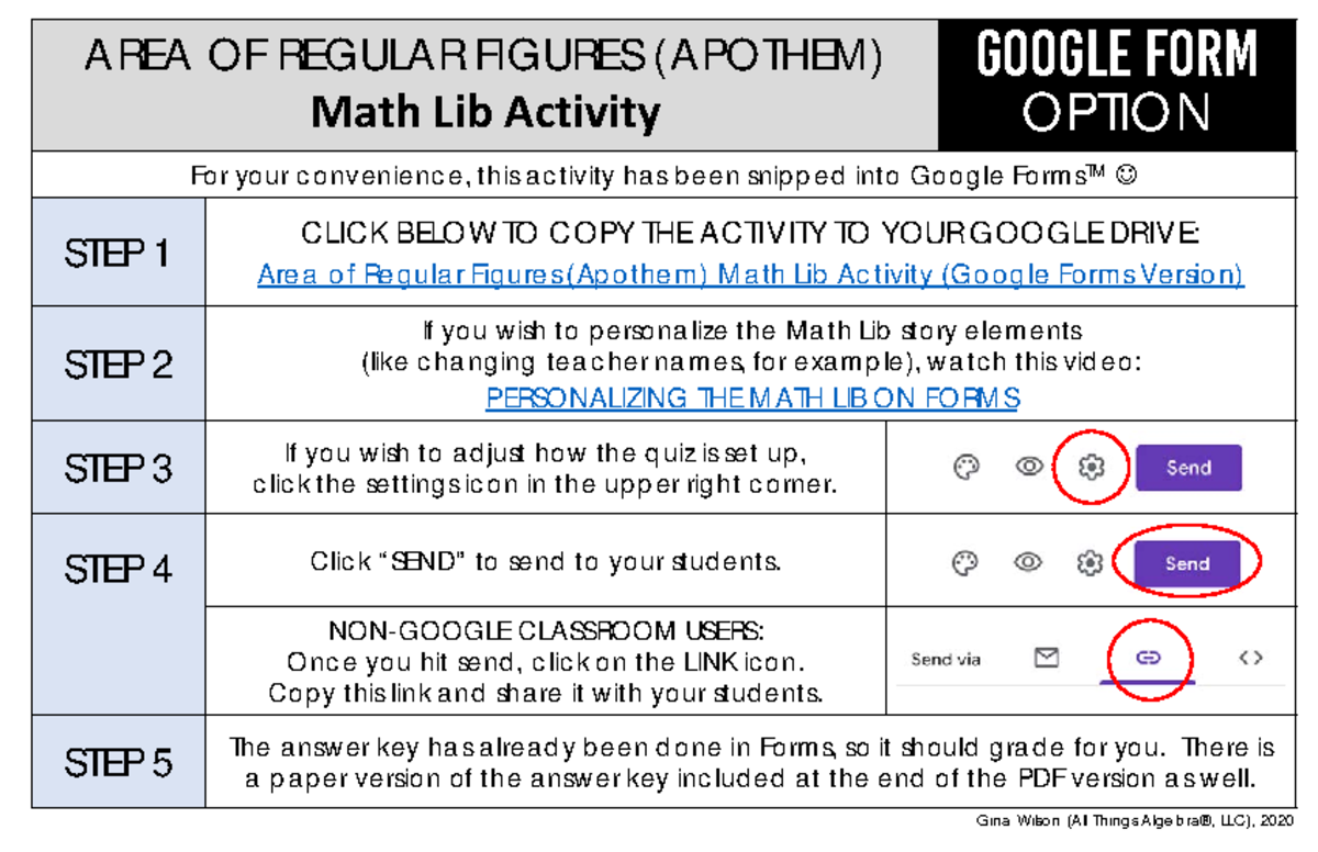 Google Forms Activity: Area of Regular Figures (Apothem) Math Lib - Studocu