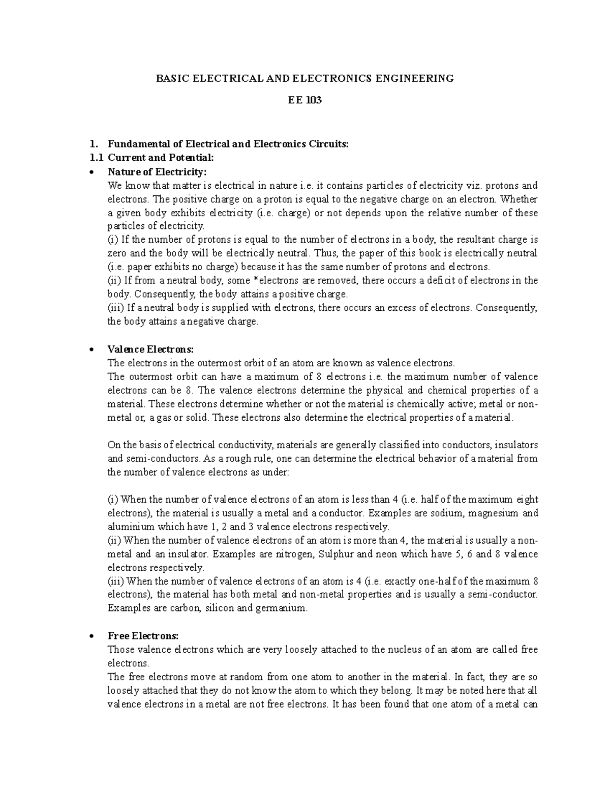 Basic Electrical and Electronics Engineering - BASIC ELECTRICAL AND ...