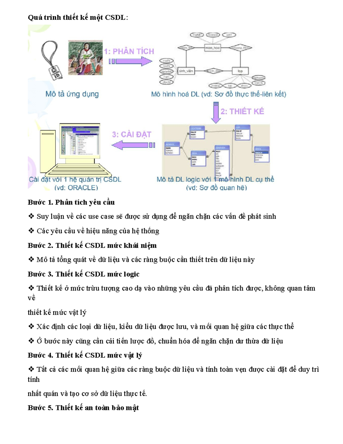 Thiết kế CSDL: Quy trình và Các Bước Cần Thiết - Studocu
