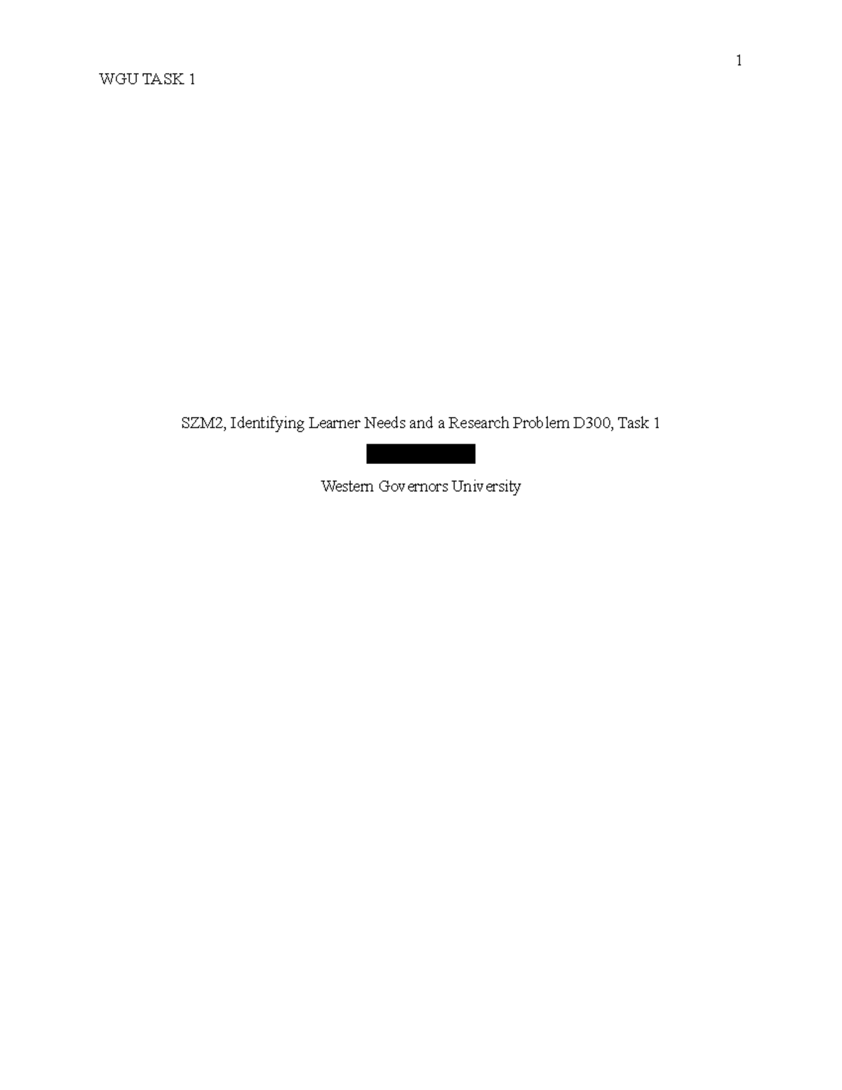 WGU D300 Task 1: Identifying Learner Needs & Research Problem - Studocu