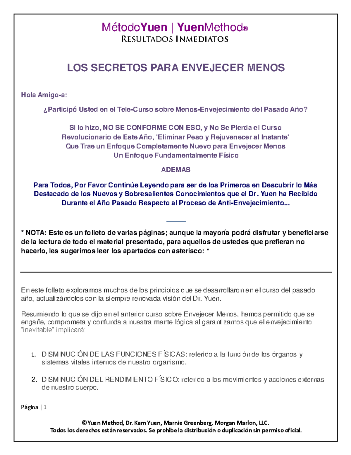 Método Yuen: Estrategias para Envejecer Menos y Mejorar el Rendimiento - Document Preview