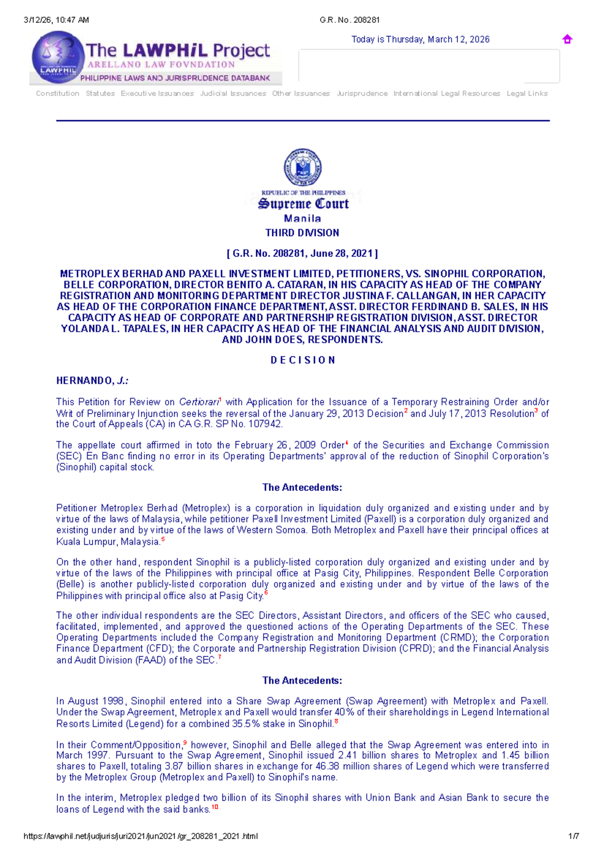 G.R. No. 208281: Review of SEC Decision on Capital Stock Reduction ...