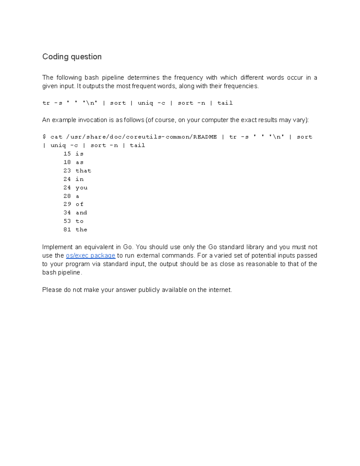 SREP Coding Exercise - v2 - Coding question The following bash pipeline ...