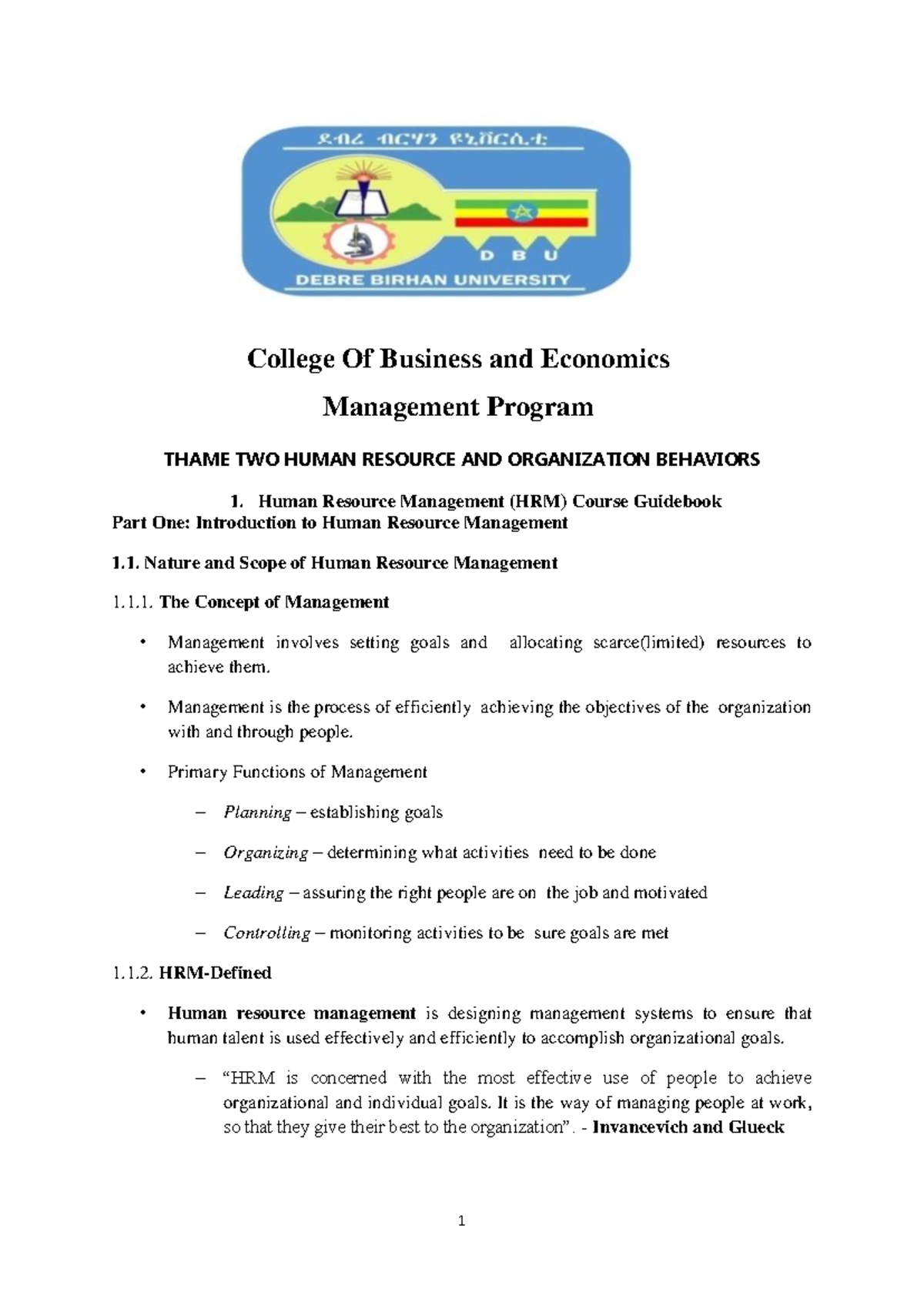 Theme 2: Human Resource & Organizational Behavior Overview - MGT 101 ...