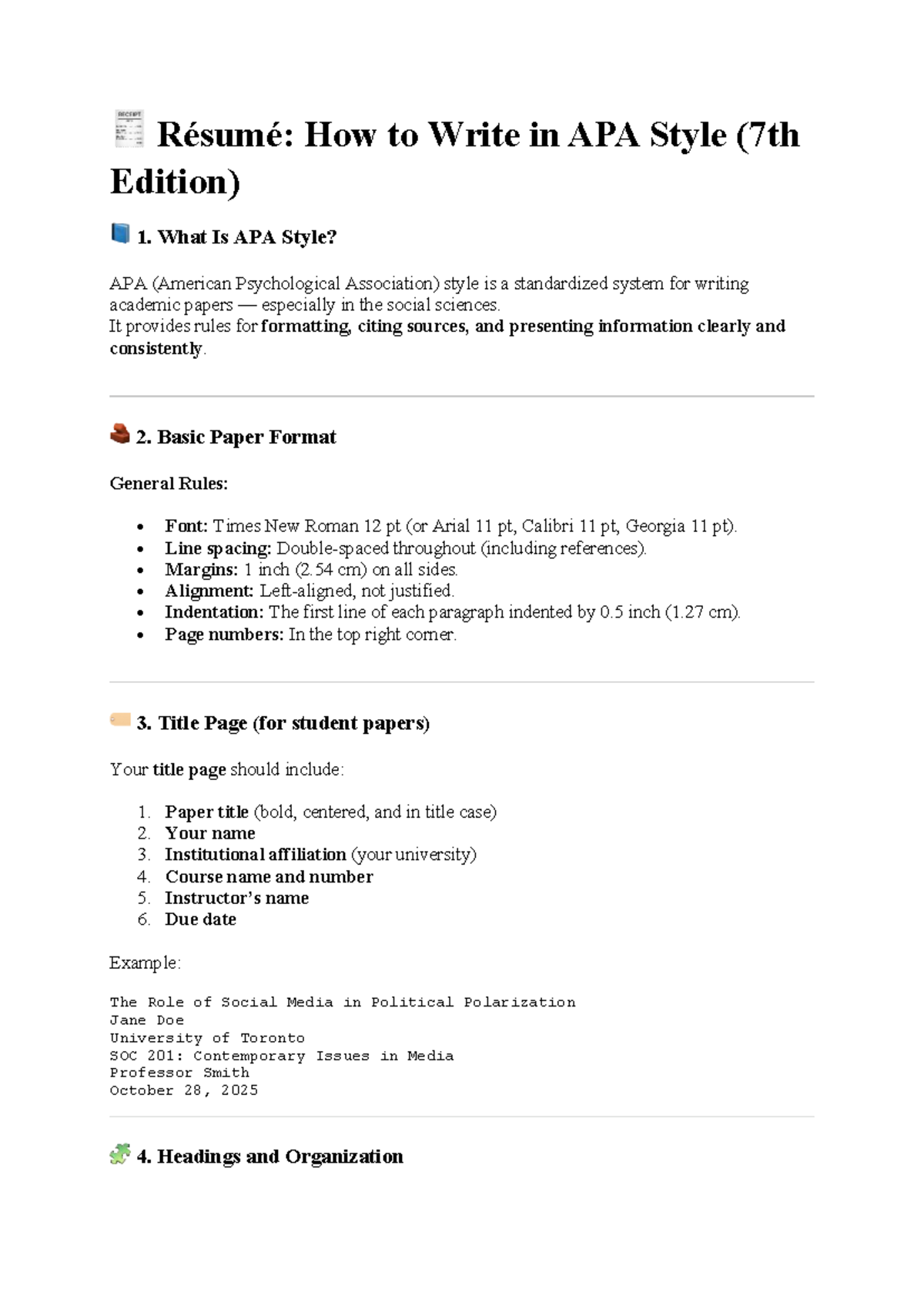 APA Style Guide: Writing Academic Papers (7th Edition) - Studocu