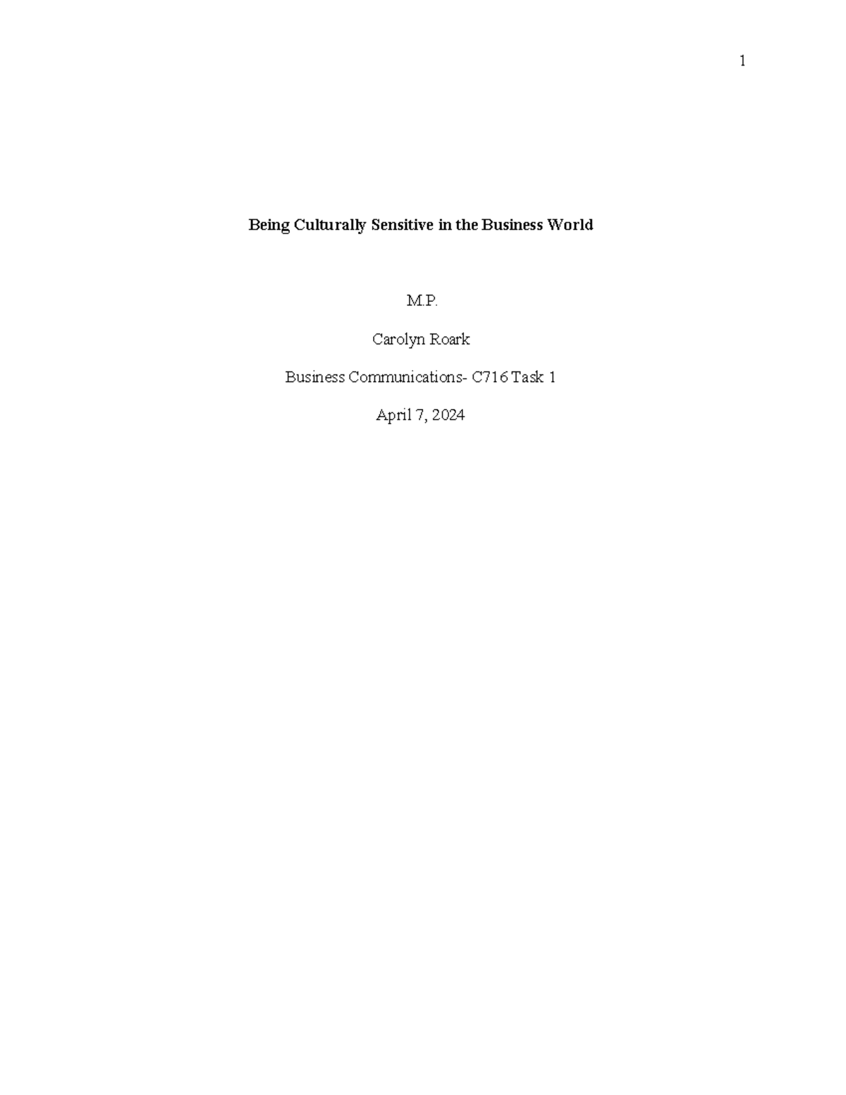 C716 Task 1: Essay on Cultural Sensitivity in Business Communication ...