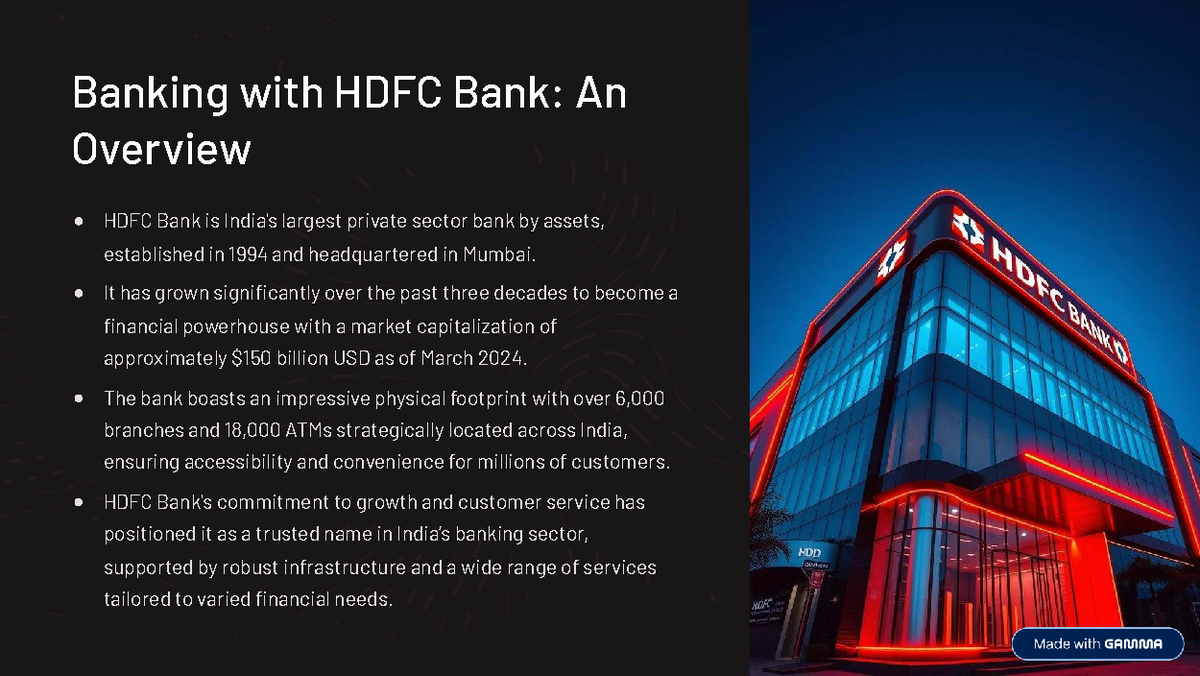 HDFC Bank Overview: Comprehensive Banking Services & Innovations - Studocu