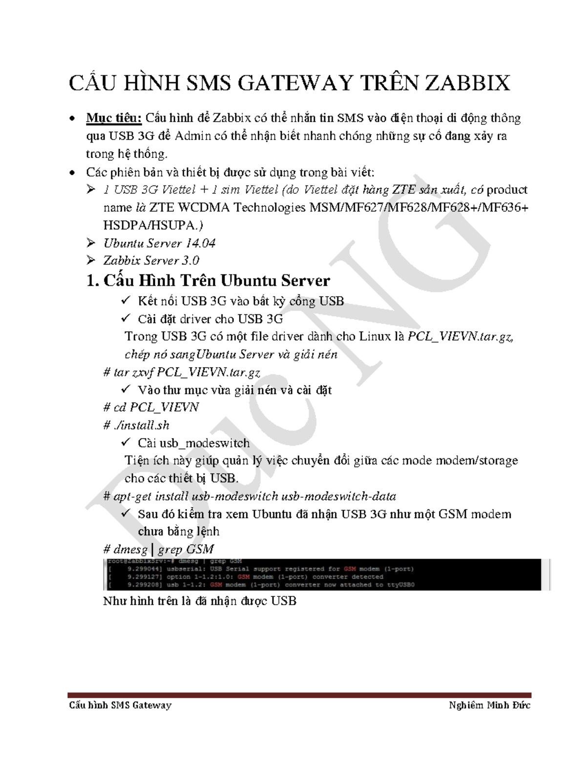 Cau hinh SMS gateway tren Zabbix - CẤU HÌNH SMS GATEWAY TRÊN ZABBIX Mục ...