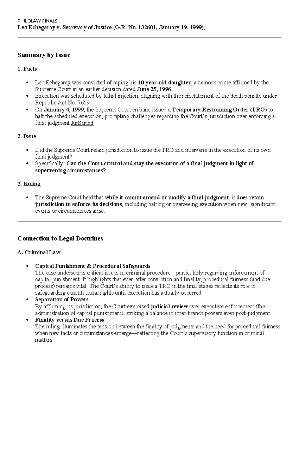 PHILOLAW FINALS Case Digest: Key Legal Insights and Rulings - Studocu