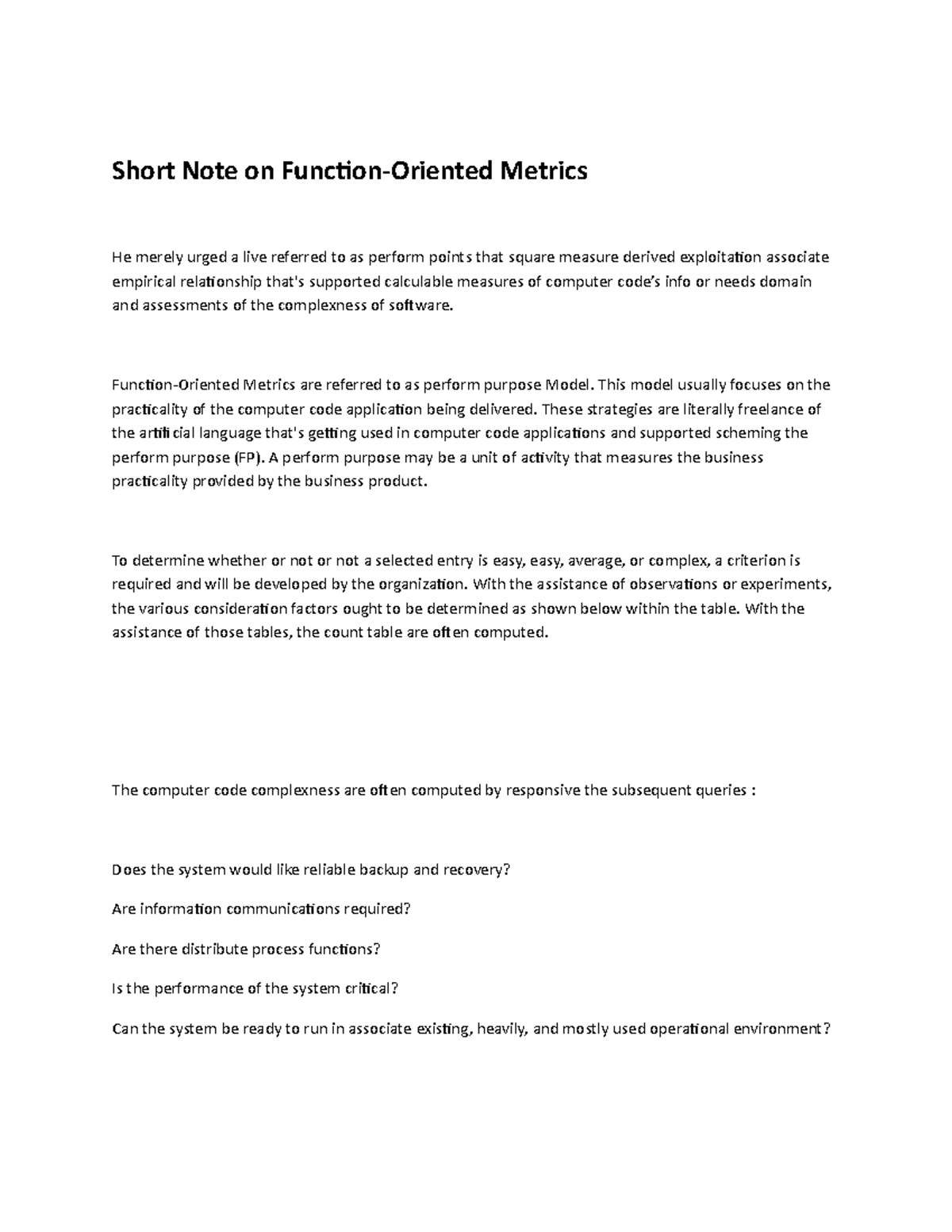 Function-Oriented Metrics Overview: Key Insights & Challenges - Studocu